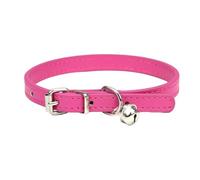 Collier réglable pour animal de compagnie, en cuir synthétique, avec clochette, collier durable, convient aux petites races, chiens, chatons, chiots, chatons, rouge rose, 22-27 cm, 1,3S