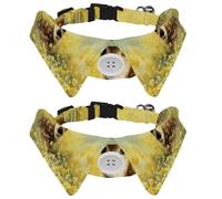 Collier réglable pour animal domestique avec nœud papillon aquarelle cerf dans un champ parmi des fleurs, nœud papillon pour petits chiens et chats, réglable de 28 à 30 cm