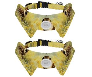 Collier réglable pour animal domestique avec nœud papillon aquarelle cerf dans un champ parmi des fleurs, nœud papillon pour petits chiens et chats, réglable de 28 à 30 cm