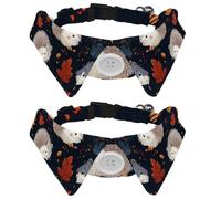 Collier réglable pour animal domestique avec nœud papillon mignon pour hérissons, champignons et feuilles d'automne, nœud papillon pour petits chiens et chats, réglable de 28 à 30 cm