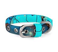 Collier réglable pour chien avec boucle en métal - Motif carte du monde