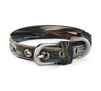 Collier réglable pour chien en forme d'ours tenant un poisson - En acier inoxydable - Anneau en D - En tissu Oxford - Avec boucle en métal - Pour chiens de petite et moyenne taille