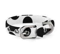 Collier réglable pour chien noir et blanc à gros pois pour chiens de petite et moyenne taille