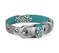 Collier réglable pour chiens et chats de petite et moyenne taille - Motif floral bleu sarcelle, gris et blanc