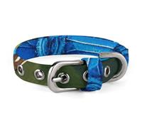 Collier réglable pour petit chien avec boucle en métal Motif papillon Bleu