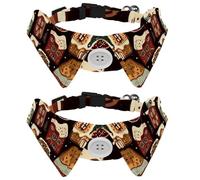 Collier réglable sans couture pour animal domestique avec nœud papillon de Noël, dessert, maison en pain d'épices, biscuits, nœud papillon pour petits chiens et chats, réglable de 28 à 30 cm