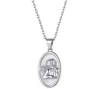 Collier Religieux Argent Femme,Médaille Saint Marie-Saint Benoît-Saint Christophe Plaqué Or-Blanc avec Chaîne 45+5cm,Bijoux Pe[280]