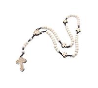 Collier religieux unique en bois avec pendentif crucifix élégant et polyvalent, accessoire tendance, collier rétro en bois