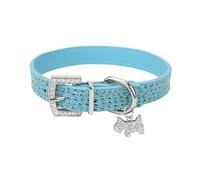 Collier rembourré en cuir PU de couleur unie pour animal domestique avec pendentif chiot et boucle en strass, collier d'extérieur imperméable pour chien, chihuahua, bouledogue français, collier