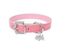 Collier rembourré en cuir synthétique de couleur unie pour animal domestique avec pendentif pour chiot et boucle en strass, collier de dressage imperméable pour chihuahua, bouledogue français, A, XS