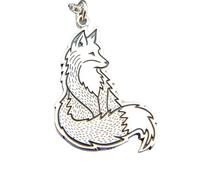 Collier renard en argent sterling 925, symbole animal spirituel, pendentif gravé, simple, force, adaptabilité, esprit vif, charme, cadeau, bijoux | avec chaîne de 45 cm | plaqué argent | L_PN_0597
