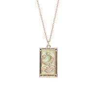 Collier rétro avec pendentif carré tarot - Chaîne réglable - Texture laiton - Pour un usage quotidien et diverses occasions