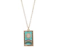 Collier rétro avec pendentif carré tarot - Chaîne réglable - Texture laiton - Pour un usage quotidien et diverses occasions
