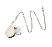 Collier rétro utilitaire monocle avec loupe 10x - Pendentif en verre - Bijou tendance pour femme et homme - Avec bandeau lumineux pour lire des lunettes de soleil - Support pour les yeux