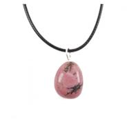 Collier Rhodonite AAA - Pendentif Pierre Roulée + Cordon Rose - Femme - Lithothérapie