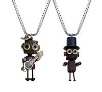 Collier robot en bois cool pour garçon et fille, pendentif élégant, porte-clés esthétique industrielle rétro, pour les amateurs de robotique, usage quotidien, cosplay, fêtes, Refer to description