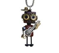 Collier robot en bois cool pour garçon et fille, pendentif élégant, porte-clés esthétique industrielle rétro, pour les amateurs de robotique, usage quotidien, cosplay, fêtes, Refer to description