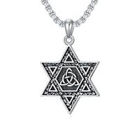 Collier ROMANTICWORK Étoile de David 925 Argent Sterling Pendentif Magen David Yhvh Yhvh Jéhovah Yahvé Hébreu Collier Étoile de David Juive pour Hommes et Femmes, Argent sterling