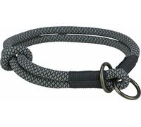 Collier rond semi-rétractable Trixie Soft Rope, M : 45 cm/ 10 mm, noir/gris