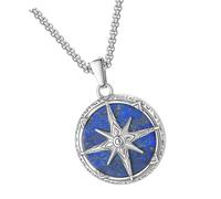 Collier rond symbolique pour homme en acier inoxydable - Bijoux spirituels - Accessoires de chaîne - Collier pour les amoureux de la mode - Pendentif étoile, One Size, Comme décrit, Produit conforme à