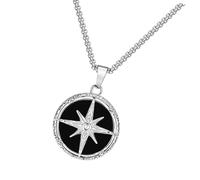 Collier rond symbolique pour homme en acier inoxydable - Bijoux spirituels - Accessoires de chaîne - Collier pour les amoureux de la mode - Pendentif étoile, One Size, Comme décrit, Produit conforme à