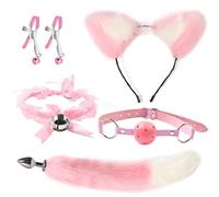 Collier rose avec oreilles collier bâillon bracelet queue de renard jeu de simulation jouet