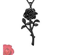 Collier Rose Noire, Symbole de Survie, Pendentif Gothique Rose Noire - Collier Punk Vintage pour Femmes Audacieuses (Black)