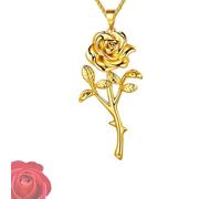 Collier Rose Noire, Symbole de Survie, Pendentif Gothique Rose Noire - Collier Punk Vintage pour Femmes Audacieuses (Gold)