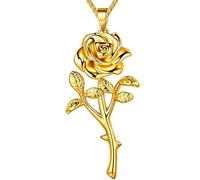 Collier Rose pour Survie, Collier Punk Vintage « Je Suis Fort Comme Un Fou », Pendentif Gothique Rose Noire Élégant (Gold,Earrings)