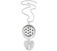 Collier rotatif avec pendentif en forme d'ailes d'ange avec motif chat et empreinte de pied