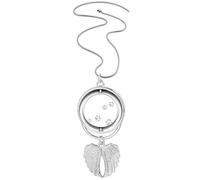 Collier rotatif avec pendentif en forme d'ailes d'ange - Motif chat - Empreinte grise