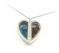Collier Rubis + Apatite Bleu Neon Brut. Modèle Coeur.
