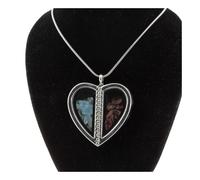 Collier Rubis + Aigue-Marine Brut. Modèle Coeur.