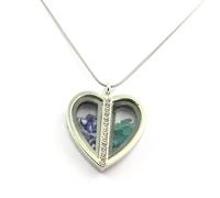 Collier Rubis + Apatite Paraiba Brut. Modèle Coeur.