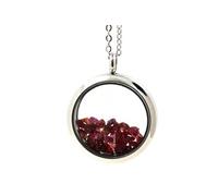 Collier Rubis Brut. Modèle Médaillon 20 Mm. Couleur Argent.