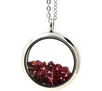 Collier Rubis Brut. Modèle Médaillon 20 Mm. Couleur Argent.
