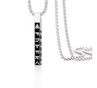 Collier runique viking nordique Colliers pendentifs Viking Elder Futhark 3D Bar pour hommes et femmes Mythologie vintage Amulette païenne (Collier Viking-S)