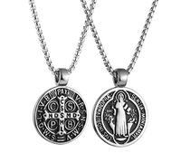 Collier Saint Benoît acier inoxydable, rétro, catholique, croix romaine, exorcisme, médaille talisman, bijou cadeau