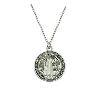 Collier Saint Benoît pour femmes Hommes Pendentif chrétien religieux Amulette Bijoux Accessoires