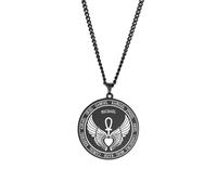 Collier Saint Michel Archanges Ailes pour Hommes Pendentif Saint Michel Ange Gardien Archanges Médaillon Porte-clés Sacré Ankh et Ailes Amulette Catholique Cadeaux Chrétiens Femmes (collier noir 2)