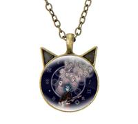 Collier Sally Face Game Anime Cartoon Figure Art Photo Cabochon Verre Oreilles de Chat Collier Pendentif Métal Femme Homme Bijoux Cadeaux, Alliage de zinc