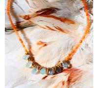 Collier sangam aventurine rouge et aigue marine