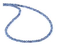 Collier Saphir Bleu Femme Perles Naturelles (2mm) Rondes Facettes - 50 CM