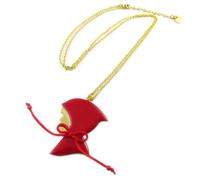 Collier - sautoir artisanal 'Monde Merveilleux' (Chaperon Rouge) rouge doré [P2025]