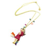 Collier - sautoir artisanal 'Monde Merveilleux' (Licorne) rose multicolore doré [P2000]