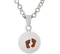 Collier /Sautoir Bola de grossesse - Pendentif Bola avec impreinte de pied de bébé - style mignon et original - Blanc
