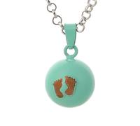 Collier /Sautoir Bola de grossesse - Pendentif Bola avec impreinte de pied de bébé - style mignon et original - Turquoise