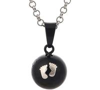 Collier /Sautoir Bola de grossesse - Pendentif Bola avec impreinte de pied de bébé - style mignon et original - Noir