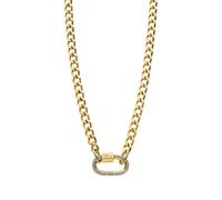 Collier Sautoir Lotus Style Urban Women Acier Doré Pendentif Mouqueton Serti
