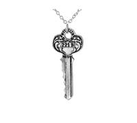 Collier Sautoir Pendentif Clé Sherlock Holmes avec gravure 221B, Plaqué Argent Vintage Antique, Unisex
